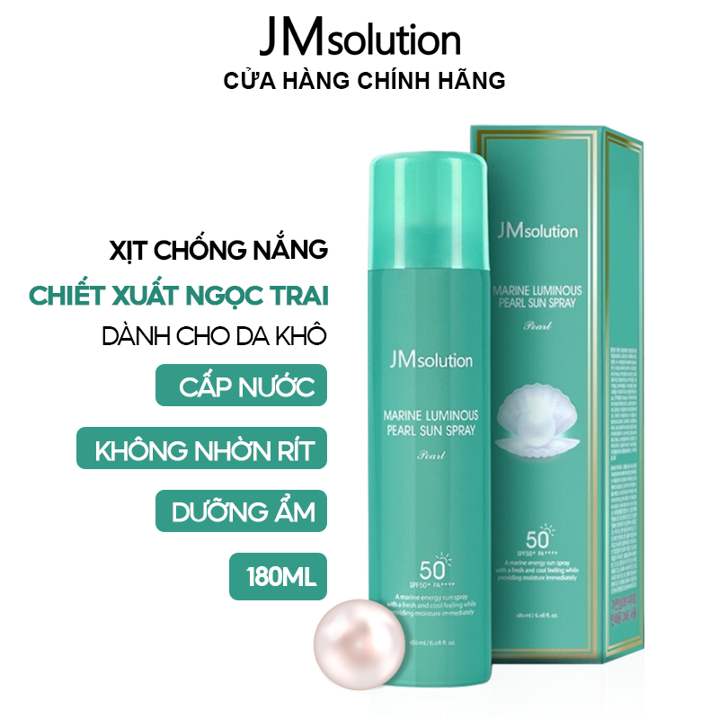 Xịt Chống Nắng Cấp Nước, Dưỡng Ẩm Jmsolution Marine Luminous Pearl Sun Spray 180ml