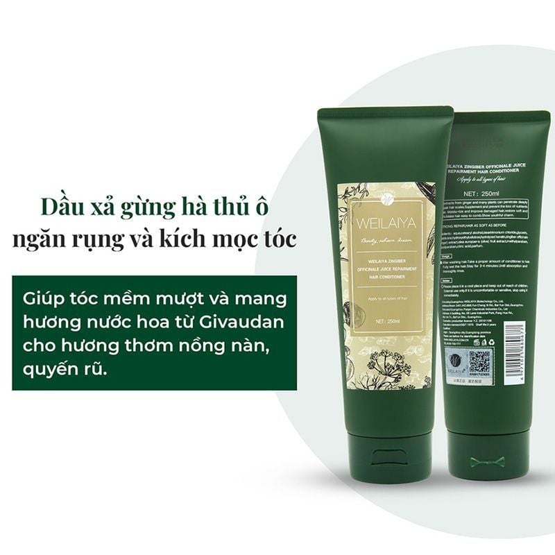 Dầu Xả Dưỡng Ẩm Tóc, Tăng Cường Mọc Tóc, Chiết Xuất Gừng, Hà Thủ Ô Weilaiya Ginger Conditioner 250ml