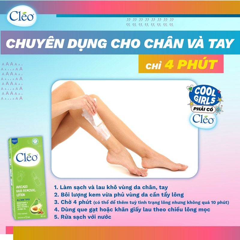 Kem Tẩy Lông Dạng Sữa CLEO Cho Mọi Loại Da Avocado Hair Removal Lotion 90ml