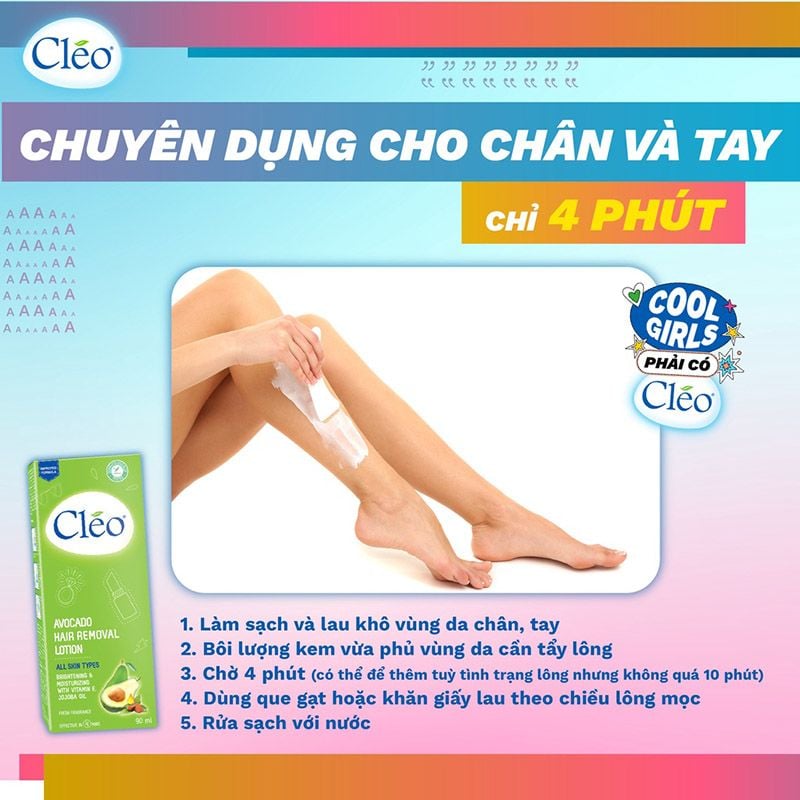 Kem Tẩy Lông Dạng Sữa Cho Mọi Loại Da CLEO Avocado Hair Removal Lotion 90ml