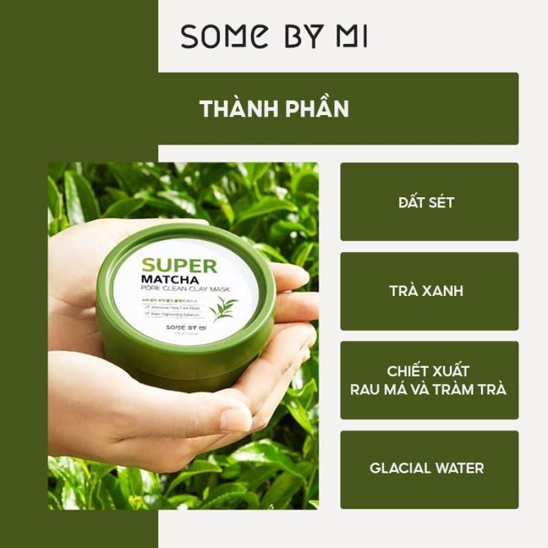 Mặt Nạ Đất Sét Some By Mi Trà Xanh Giúp Làm Sạch, Thu Nhỏ Lỗ Chân Lông Super Matcha Pore Clean Clay Mask 100g