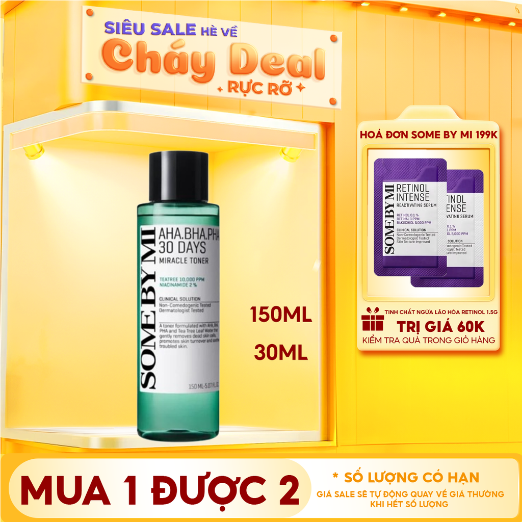 Nước Hoa Hồng Some By Mi Làm Sạch Da, Tẩy Da Chết, Cải Thiện Da Mụn Hàn Quốc Toner AHA