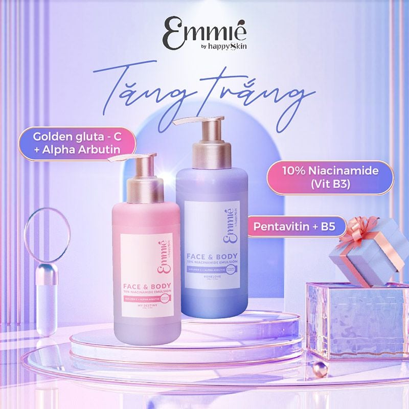 Kem Dưỡng Hỗ Trợ Làm Sáng Da Cho Mặt Và Cơ Thể Emmié By HappySkin Face & Body 10% Niacinamide Emulsion 230g