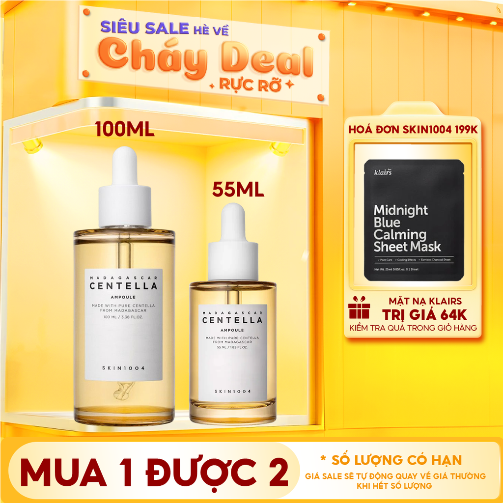 Serum Skin1004 Tinh Chất Rau Má Làm Dịu, Hỗ Trợ Dưỡng Sáng, Mờ Thâm Cho Da Nhạy Cảm Madagascar Centella Asiatica 100 Ampoule