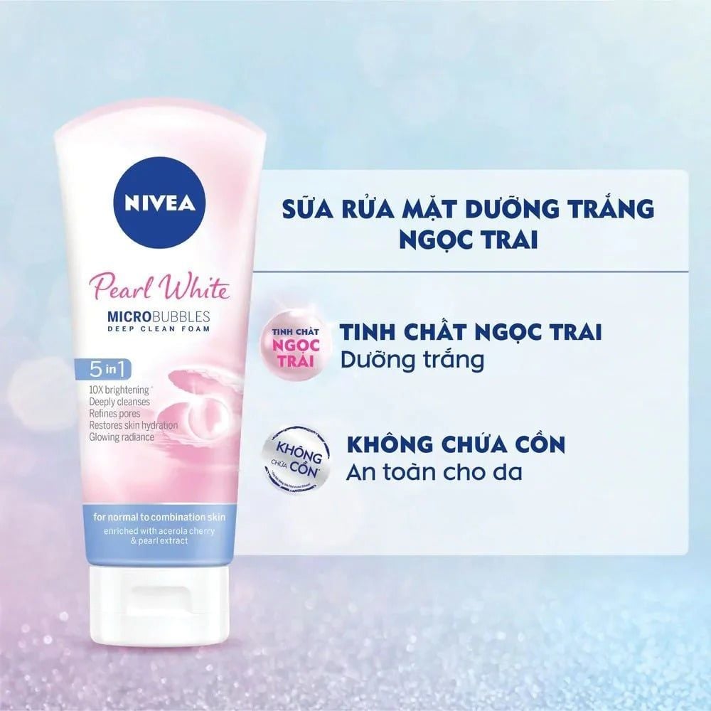 Sữa Rửa Mặt Nivea Hỗ Trợ Làm Sáng Da Pearl Bright Micro Bubbles Deep Clean Foam 100g