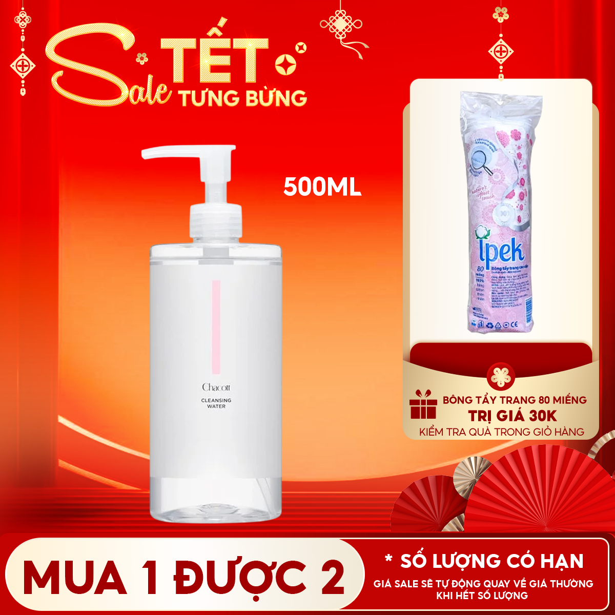 Nước Tẩy Trang Làm Sạch Sâu Dành Cho Da Nhạy Cảm Chacott For Professionals Cleansing Water 500ml