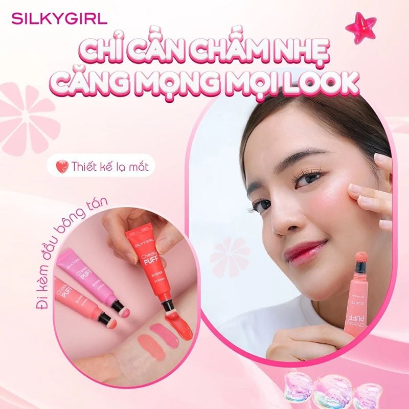 Má Hồng Kem Silkygirl Cheeky Puff Blusher 6ml