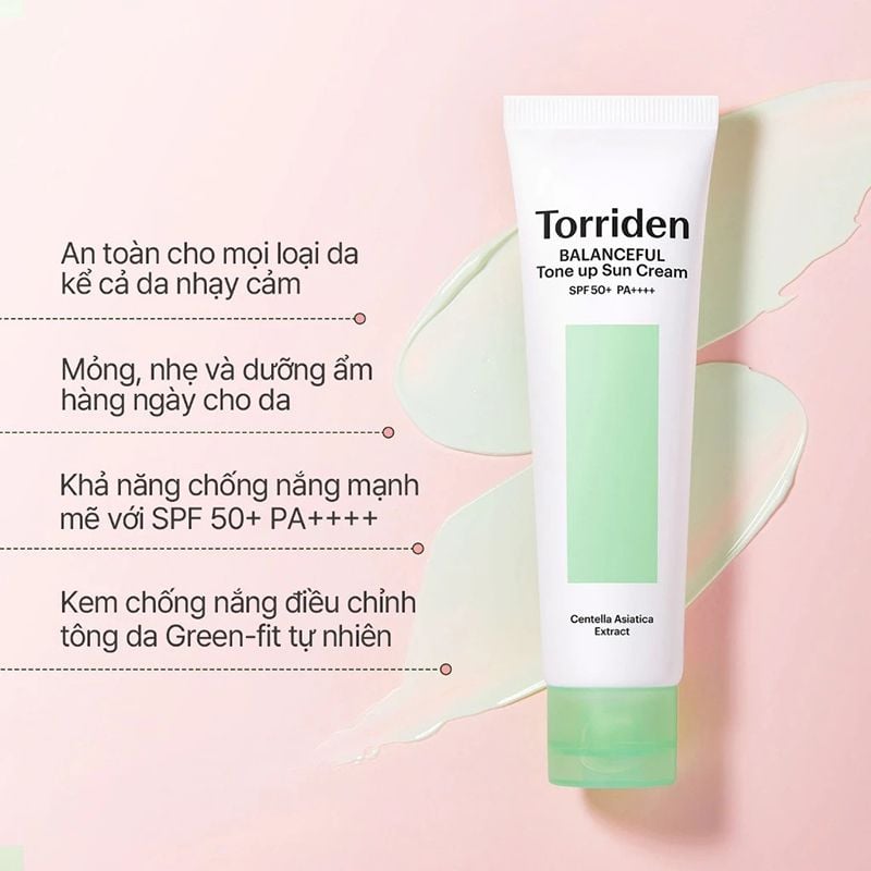 Kem Chống Nắng Torriden Nâng Tone Balanceful Cica Tone Up Sun Cream SPF 50+ PA++++