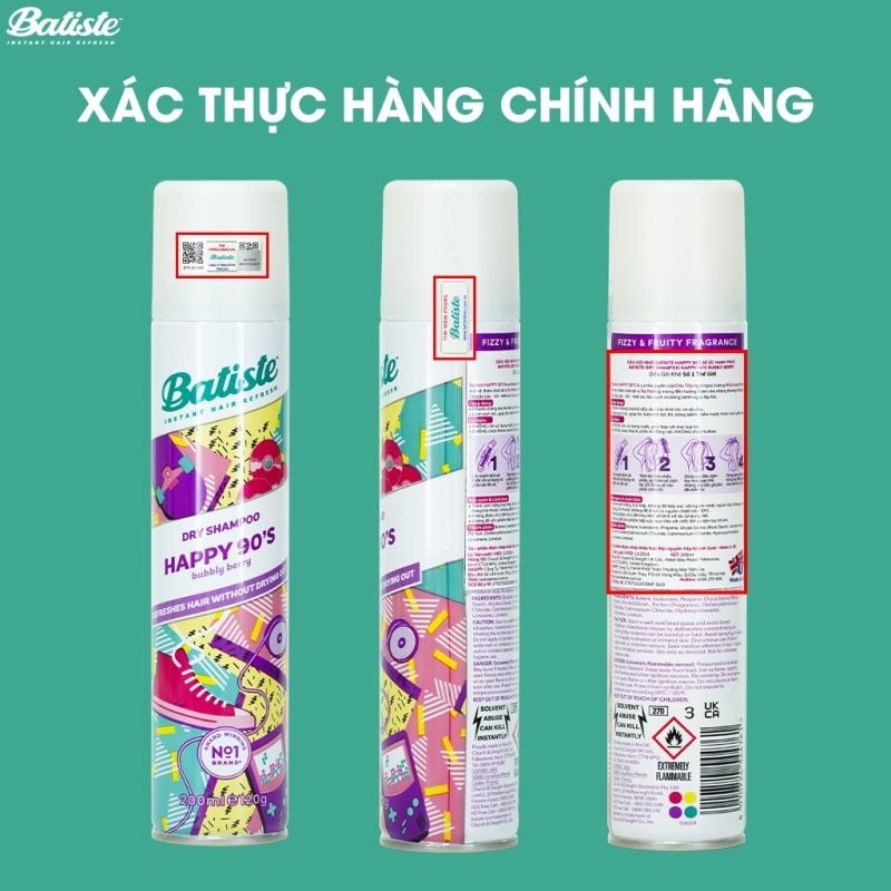 Dầu Gội Khô Batiste Giúp Làm Sạch, Tóc Bồng Bềnh Dry Shampoo 200ml
