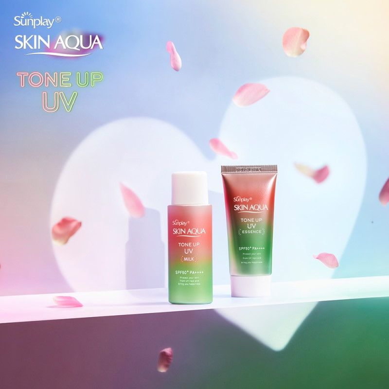 Sữa Chống Nắng Hiệu Chỉnh Sắc Da Sunplay Skin Aqua Tone Up UV Milk Happiness Aura - Rose SPF50+/PA++++ 50g