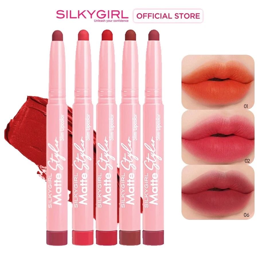 Son Bút Chì Silkygirl Mịn Lì, Lên Màu Chuẩn, Lâu Trôi Matte Styler Slim Lipcolor 1.4g