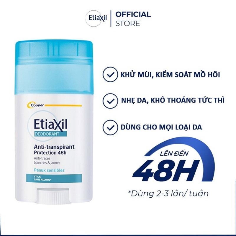 Lăn Khử Mùi Hằng Ngày Dạng Sáp Etiaxil Deodorant Douceur 48H Peaux Sensibles Stick 40g (Che tên sản phẩm khi giao hàng)