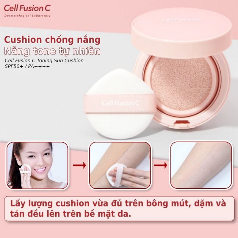 Kem Chống Nắng Nâng Tông Tự Nhiên, Cấp Ẩm Làm Da Căng Bóng Cell Fusion C Toning Sun Cushion SPF 50+/PA++++ 13g