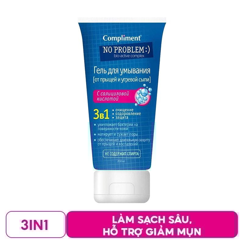 Sữa Rửa Mặt Compliment Làm Sạch Sâu, Hỗ Trợ Giảm Mụn Gel No Problem 200ml