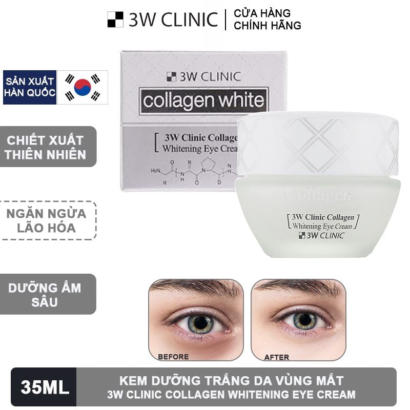 Kem Dưỡng Vùng Mắt 3W Clinic Trắng Da Collagen Whitening Eye Cream 35ml