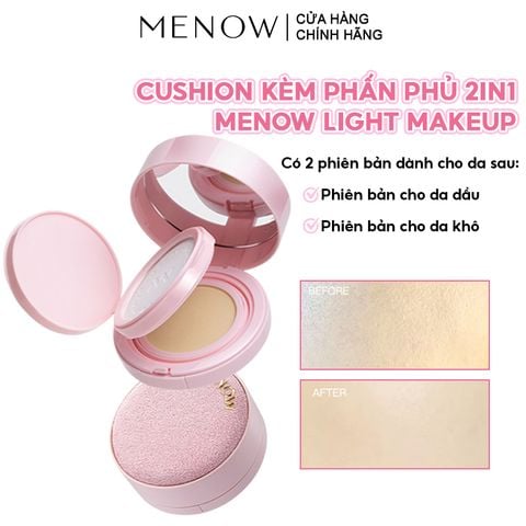 Phấn Nước Kèm Phấn Phủ 2in1 MENOW Kiềm Dầu, Dưỡng Ẩm Light Makeup Powder Cushion Powder Cream 17g