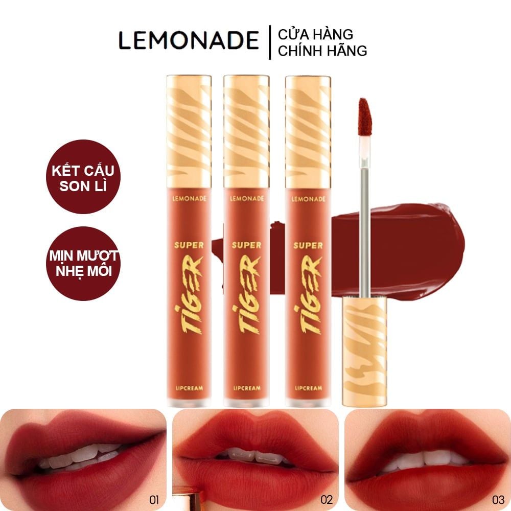 Son Kem Lì, Mịn Mượt Nhẹ Môi Lemonade Supertiger Lipcream 5g #02 WILD