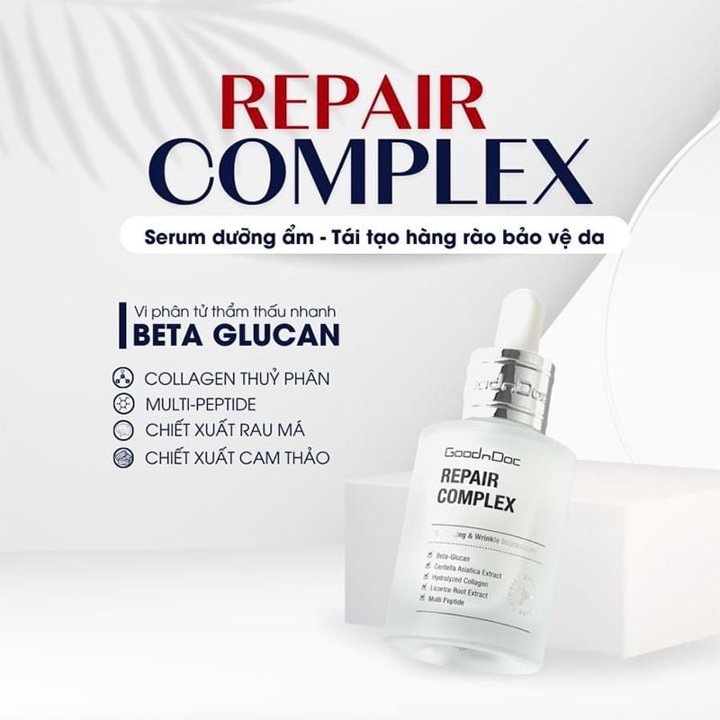 Serum GoodnDoc Tinh Chất Dưỡng Ẩm, Làm Dịu Và Phục Hồi Da, Ngăn Ngừa lão Hóa GoodnDoc Repair Complex 30ml