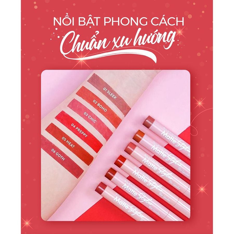 Son Bút Chì Mịn Lì, Lên Màu Chuẩn, Lâu Trôi Silkygirl Matte Styler Slim Lipcolor 1.4g