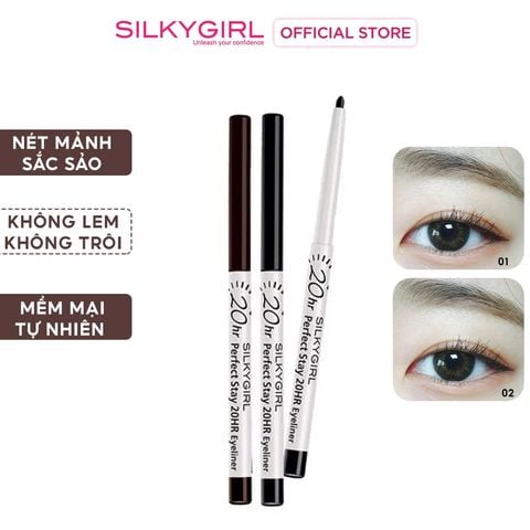 Chì Kẻ Mắt Nét Mảnh Cho Đôi Mắt Sắc Sảo Silkygirl Perfect Stay 20Hr Eyeliner 0.28g