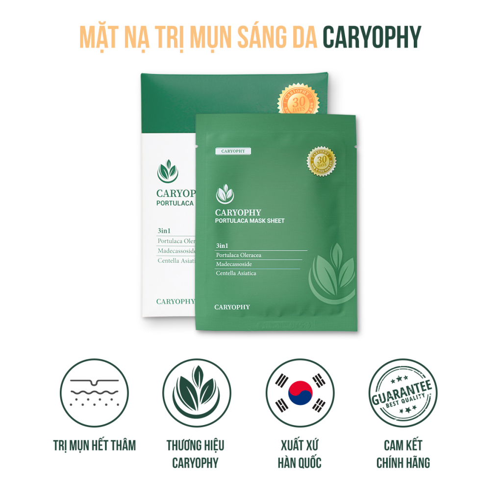 Mặt Nạ Miếng Làm Dịu, Phục Hồi Dành Cho Da Dầu Mụn Caryophy Portulaca Mask Sheet