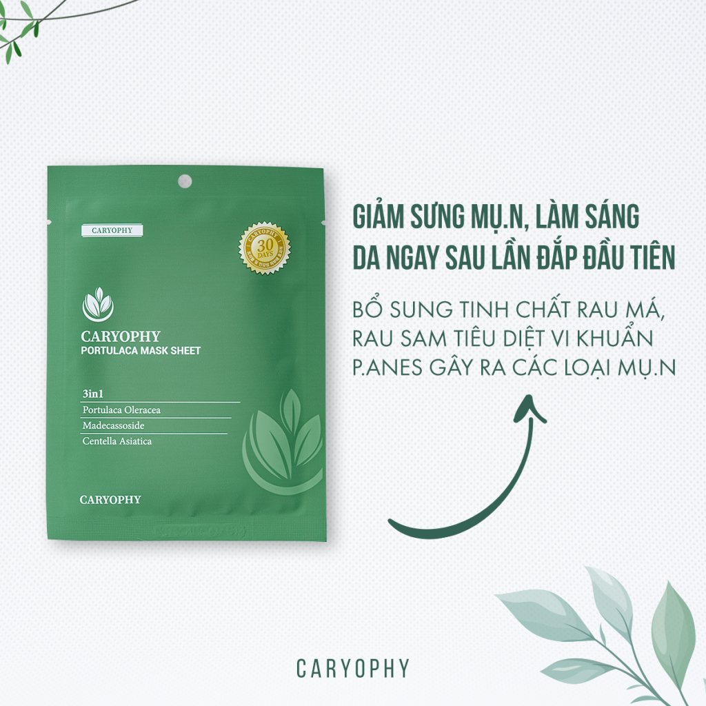 Mặt Nạ Miếng Làm Dịu, Phục Hồi Dành Cho Da Dầu Mụn Caryophy Portulaca Mask Sheet