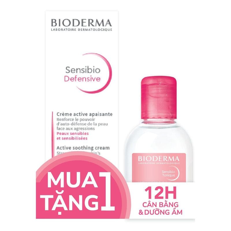 [Tặng Sữa Rửa Mặt 45ml] Kem Dưỡng Ẩm Làm Dịu Da, Hỗ Trợ Phục Hồi Da Cho Da Nhạy Cảm Bioderma Sensibio Defensive Cream 40ml