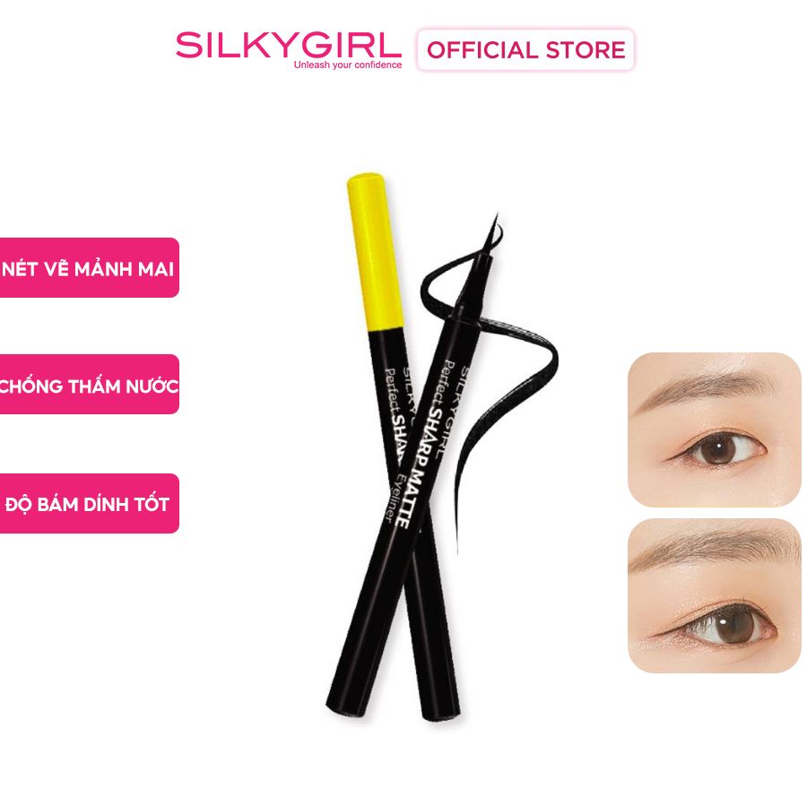 Bút Kẻ Mắt Nước Siêu Lì, Sắc Nét, Lâu Trôi Silkygirl Perfect Sharp Matte Eyeliner 1.2ml #01 MATTE BLACK