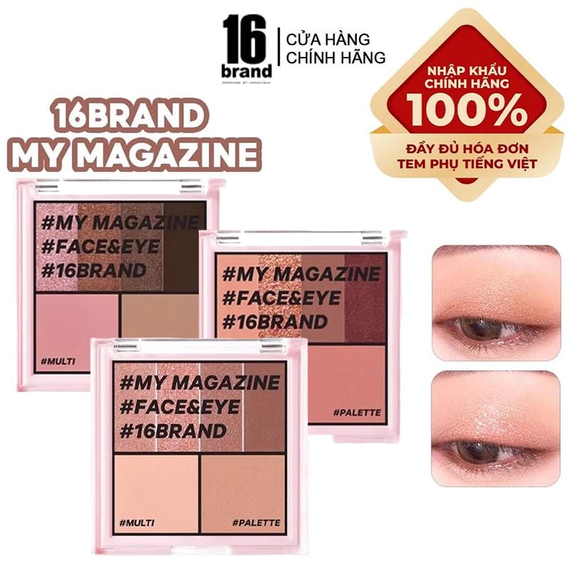 [FACE & EYE 6 IN 1] Bảng Phấn Mắt, Má Hồng, Tạo Khối Đa Chức Năng 16Brand My Magazine