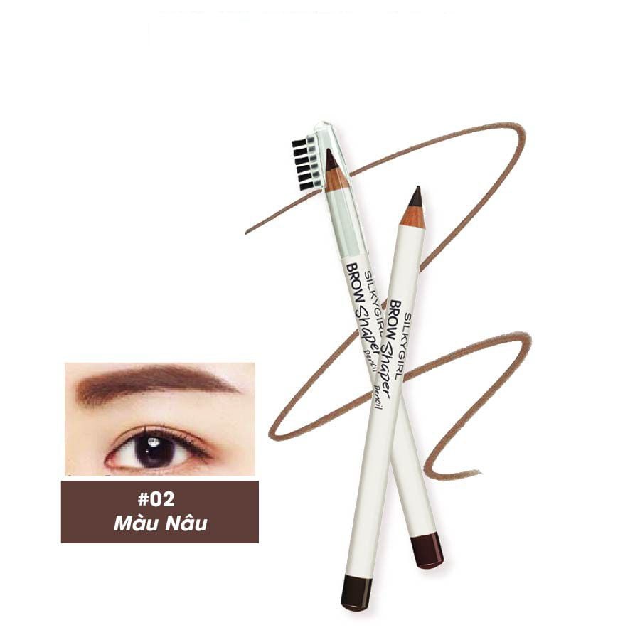 Chì Kẻ Mày Silkygirl Kèm Chổi Tiện Dụng, Dễ Vẽ Brow Shaper Pencil 1.14g