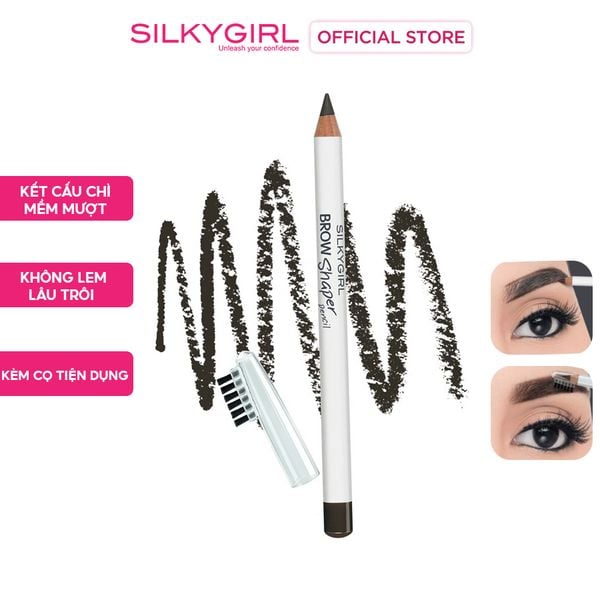  Chì Kẻ Mày Silkygirl Kèm Chổi Tiện Dụng, Dễ Vẽ Brow Shaper Pencil 1.14g 