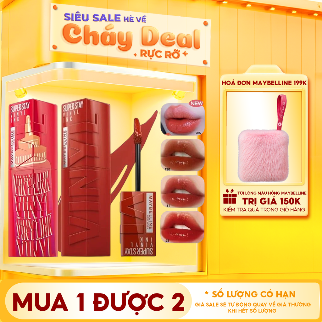 (BST SON "SỐT") Son Kem Bóng Bền Màu, Nhẹ Môi Maybelline New York Superstay Vinyl Ink 4.2ml