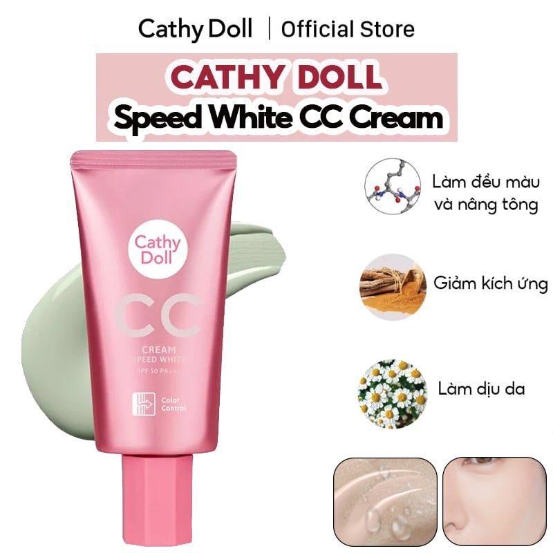 Kem Nền Che Phủ Mỏng Nhẹ, Cho Lớp Nền Mịn Mượt Cathy Doll Speed White CC Cream SPF50/Pa+++ 50ml