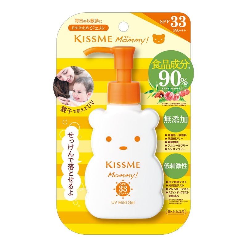 Sữa Chống Nắng Kissme Dưỡng Ẩm Cho Em Bé Từ 6 Tháng Tuổi Chiết Xuất Thành Phần Thực Phẩm Mommy UV Sunscreen Mild Gel SPF 33 PA+++ 100ml