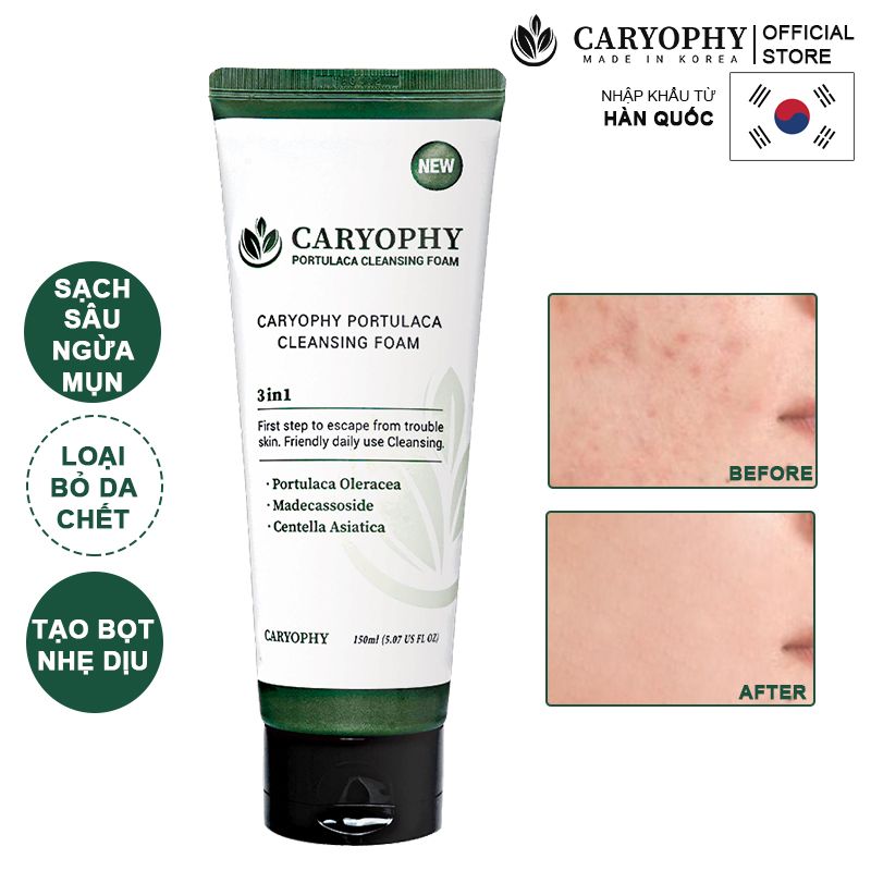 Sữa Rửa Mặt Caryophy Làm Sạch Sâu, Phục Hồi Da Portulaca Cleansing Foam 150ml