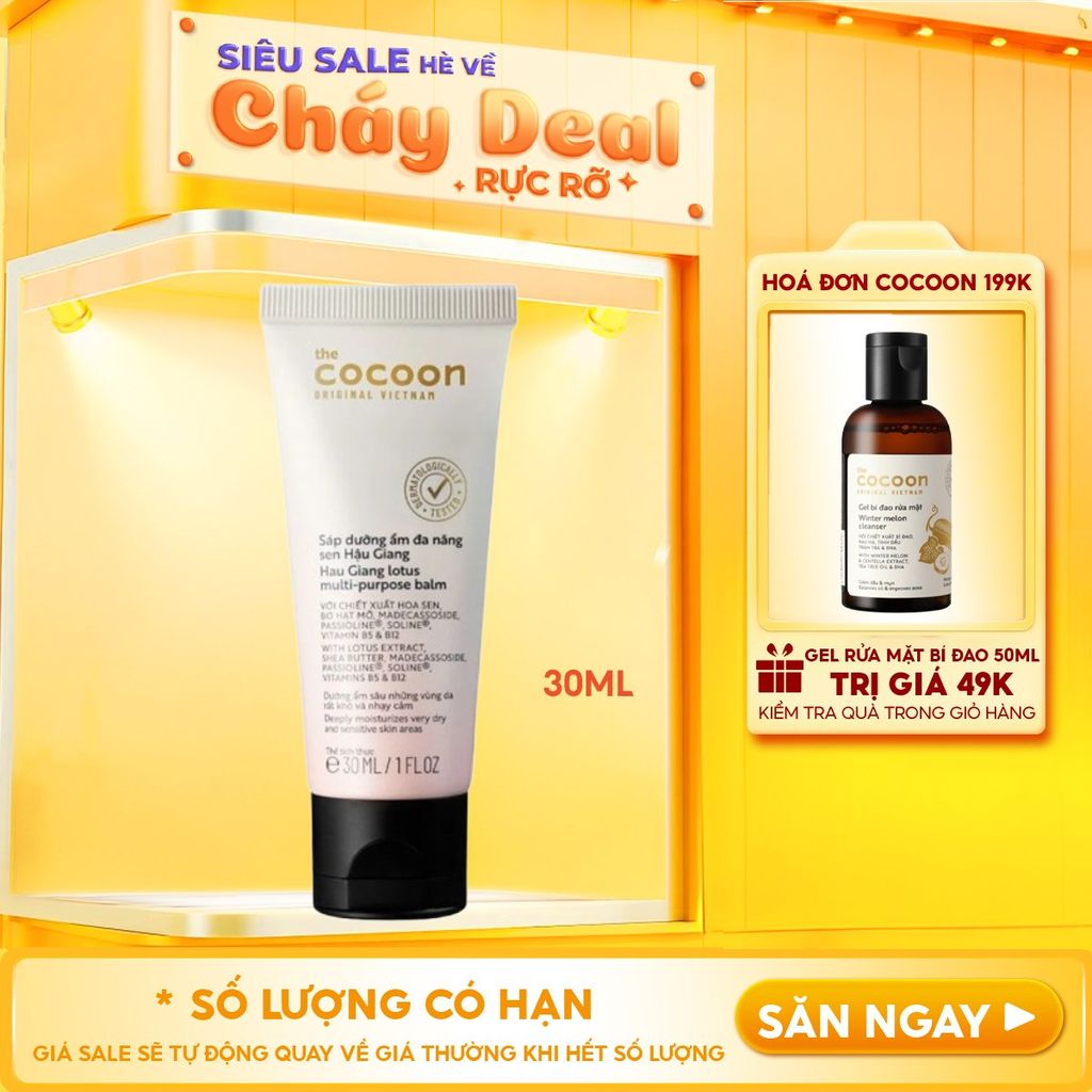 Sáp Dưỡng Ẩm Cocoon Đa Năng Chiết Xuất Sen Hậu Giang Hau Giang Lotus Multi-purpose balm 30ml (Mẫu ngẫu nhiên)