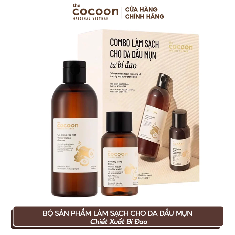 Bộ Sản Phẩm Làm Sạch Cho Da Dầu Mụn Chiết Xuất Bí Đao Cocoon Winter Melon Facial Cleansing Kit