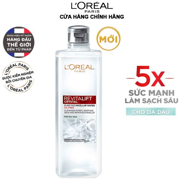 Nước Tẩy Trang Làm Sạch Cho Da Dầu L'oreal Revitalift Crystal Purifying Micellar Water