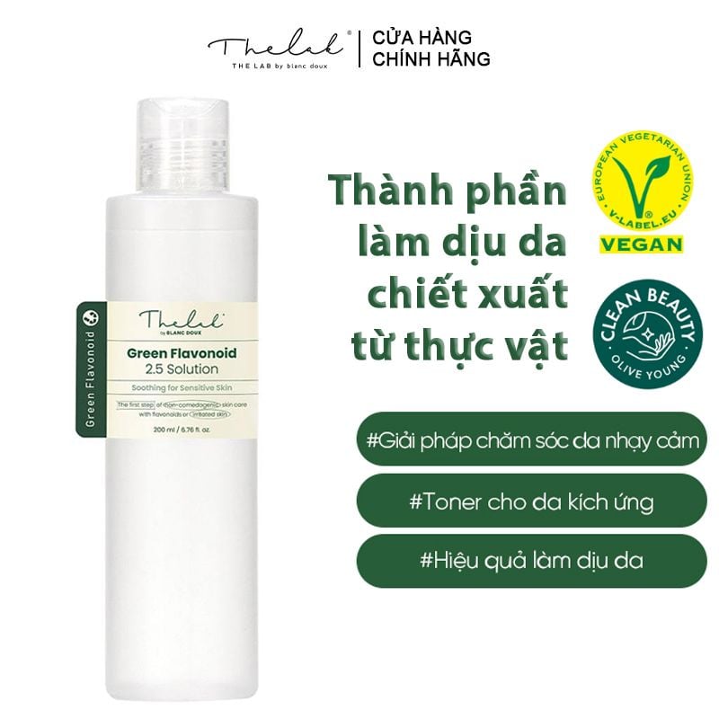 Nước Hoa Hồng Làm Dịu Da, Thuần Chay The Lab By Blanc Doux Green Flavonoid 2.5 Solution 200ml