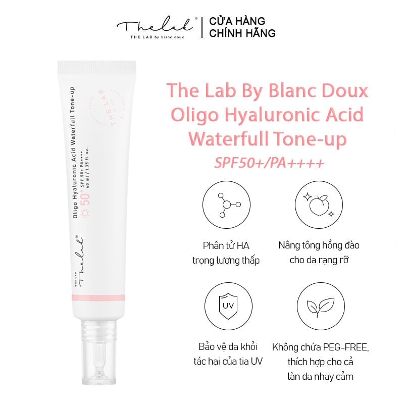 Kem Chống Nắng Nâng Tông, Cải Thiện Nếp Nhăn The Lab By Blanc Doux Oligo Hyaluronic Acid Waterfull Tone-up SPF50+/PA++++ 40ml