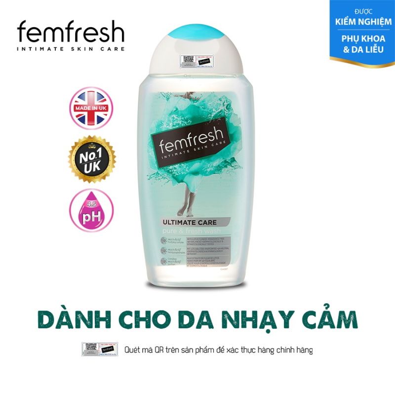 Dung Dịch Vệ Sinh Phụ Nữ Dành Cho Da Nhạy Cảm Femfresh Pure & Fresh Wash 250ml (Che tên sản phẩm khi giao hàng)