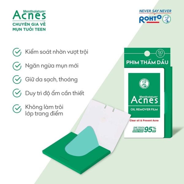  [50 Tờ] Giấy Thấm Dầu Acnes Dạng Phim Giúp Kiểm Soát Dầu Nhờn Oil Remover Film 