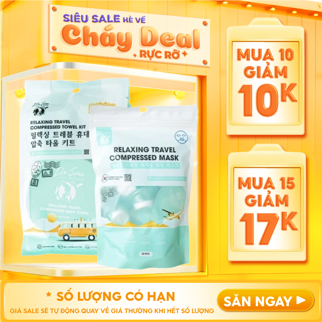 Set Khăn Nén Dr.Sera Set Mặt Nạ Nén Mềm Mịn Relaxing Travel Compressed