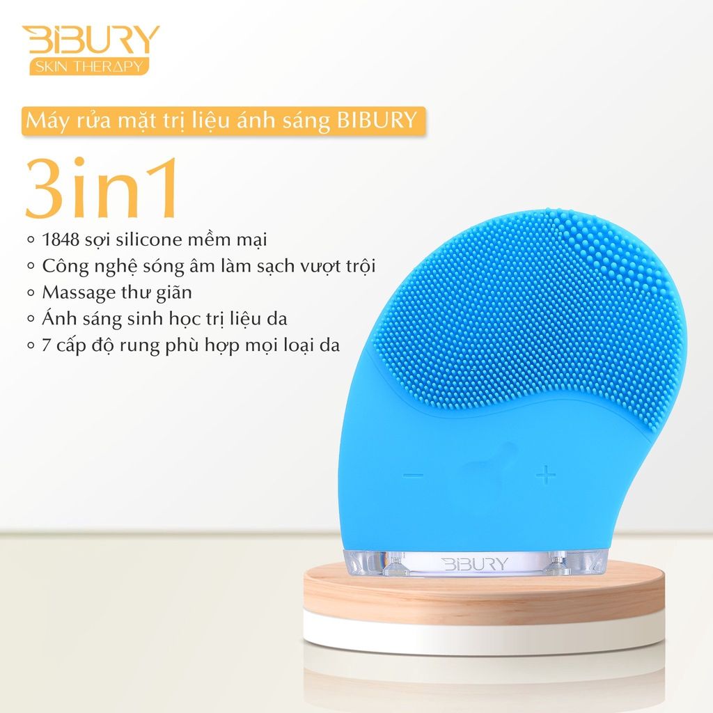 Máy Rửa Mặt Tích Hợp Công Nghệ Ánh Sáng Trị Liệu Bibury Facial Cleansing & Light Therapy Brush