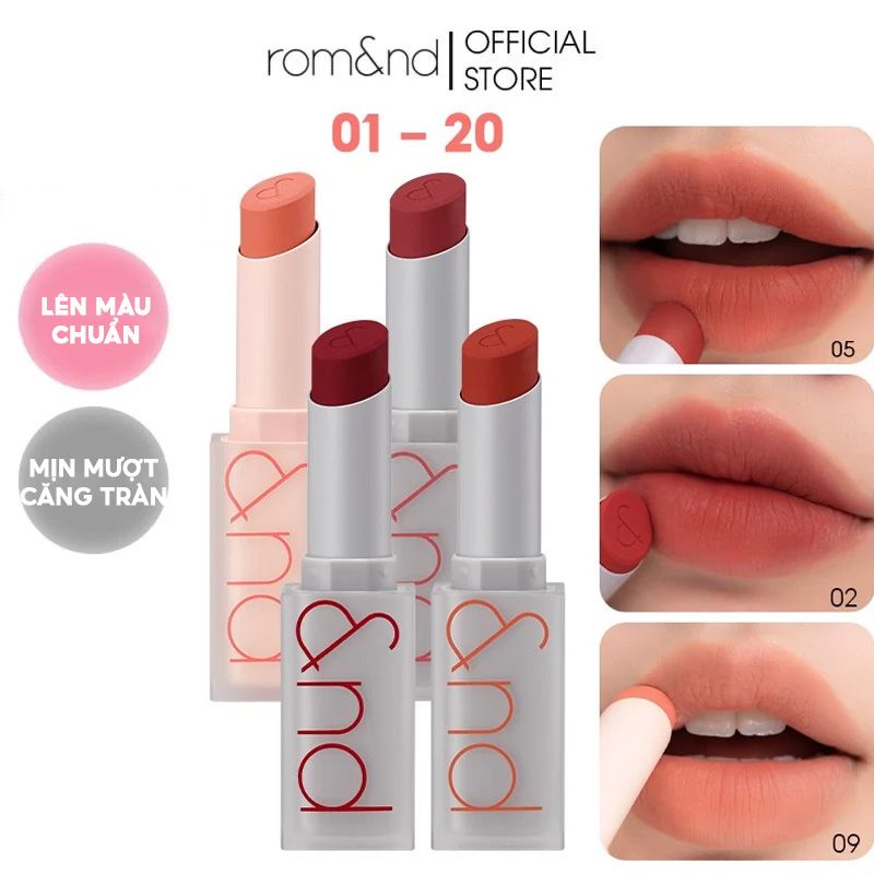 Son Thỏi Lì, Lên Màu Siêu Xinh Romand Zero Matte Lipstick 3g