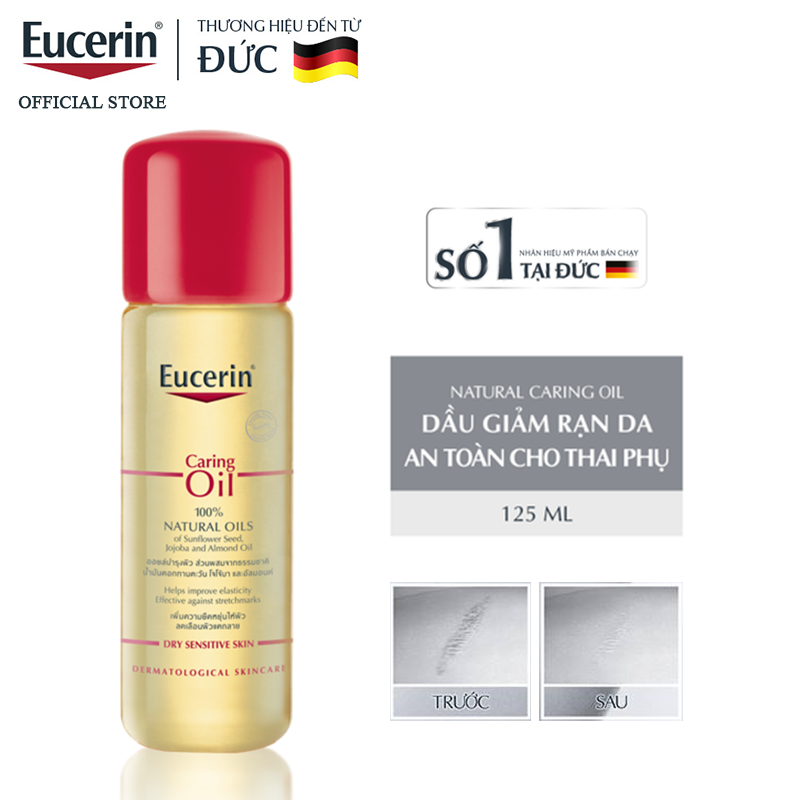 Dầu Dưỡng Giảm Rạn Da, Giúp Da Săn Chắc Eucerin Caring Oil 100% Natural Oils 125ml