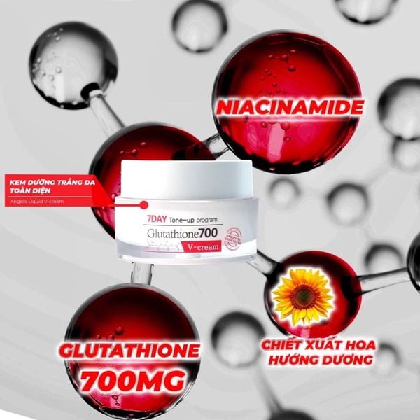  Kem Dưỡng Angel's Liquid Hỗ Trợ Sáng Da, Mờ Thâm Nám 7 Day Glutathione 700 V-Cream 50ml 