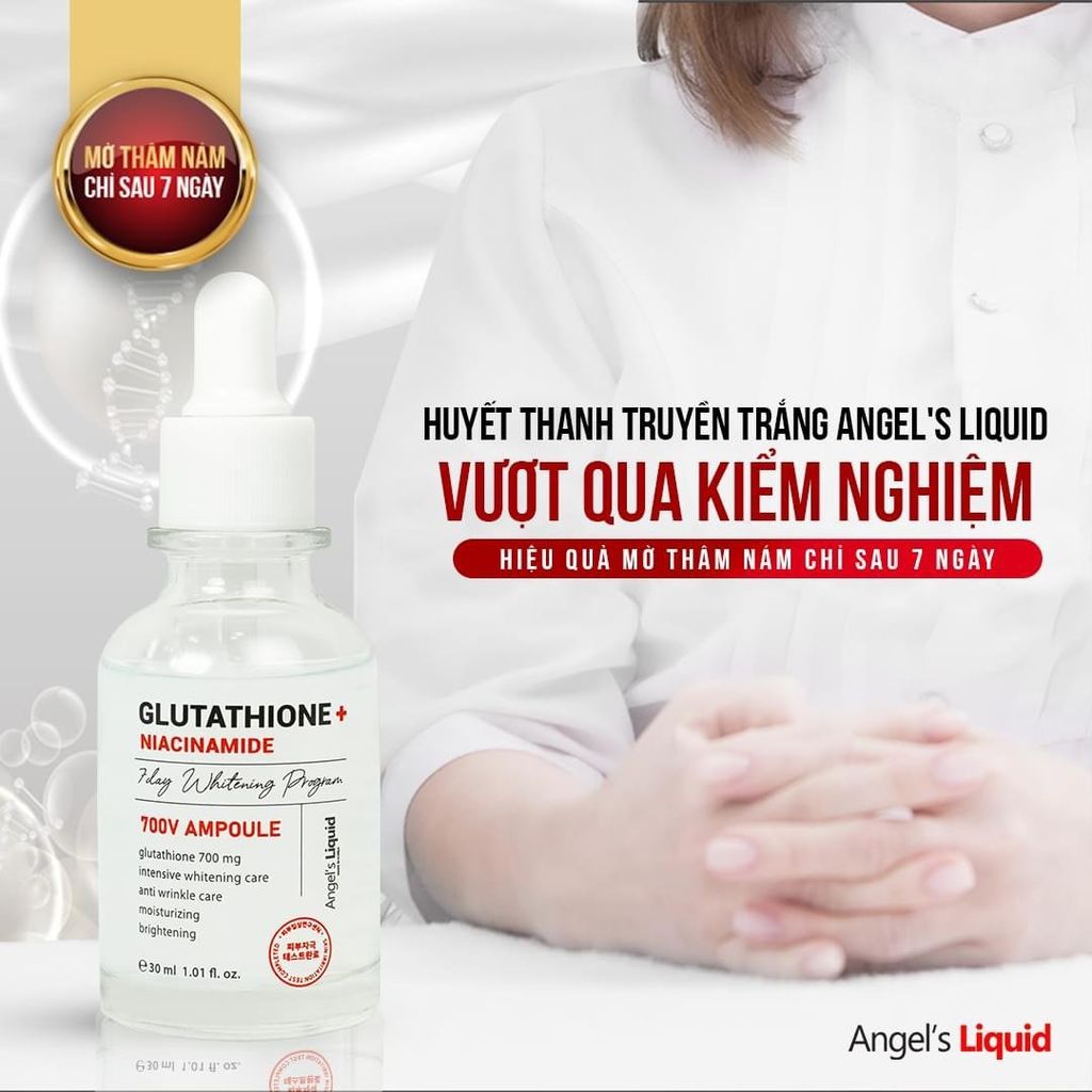 Serum Angel's Liquid Tinh Chất Hỗ Trợ Dưỡng Trắng Mờ Thâm Nám Angel's Liquid Glutathione + Niacinamide 700 V-Ampoule 30ml
