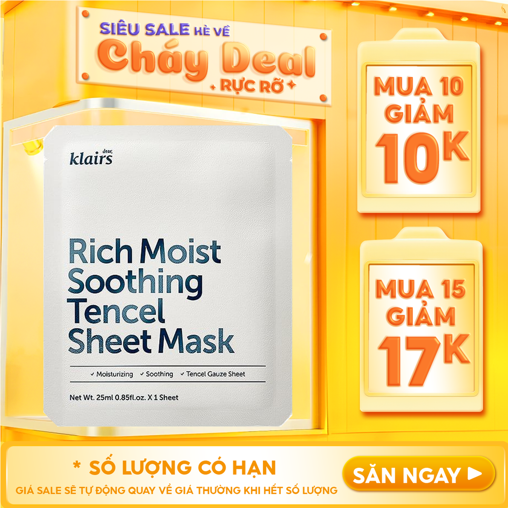 Mặt Nạ Klairs Dưỡng Ẩm, Bảo Vệ Da Khỏe Mạnh Rich Moist Soothing Tencel Sheet Mask