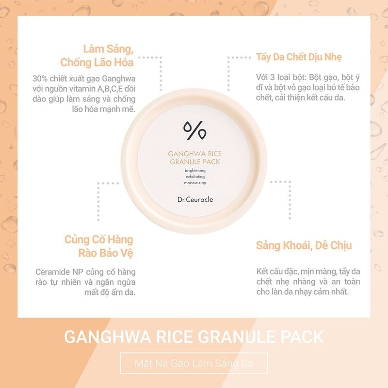 Mặt Nạ Gạo Sáng Da, Ngừa Lão Hóa Dr.Ceuracle Ganghwa Rice Granule Pack 115g (date 7/2024)